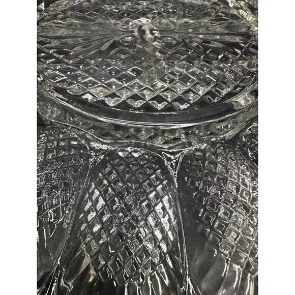 Vtg LE Smith Deviled Egg Plate Platter Relish Tray Dish Clear Glass Heritage 11" - Picture 6 of 10